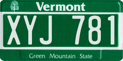 VT license plate XYJ781