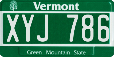 VT license plate XYJ786