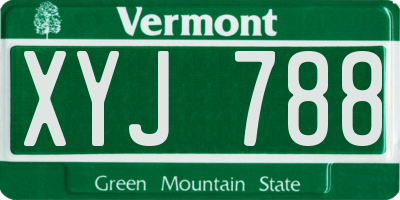 VT license plate XYJ788