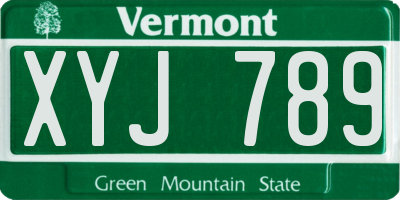 VT license plate XYJ789