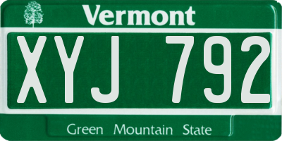 VT license plate XYJ792