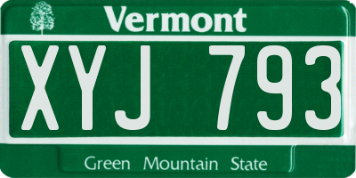 VT license plate XYJ793