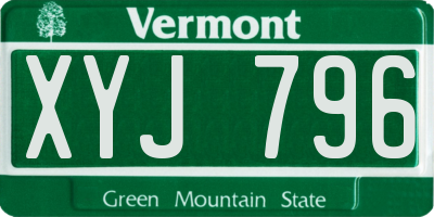 VT license plate XYJ796