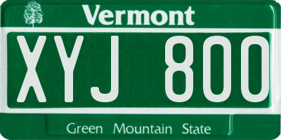 VT license plate XYJ800