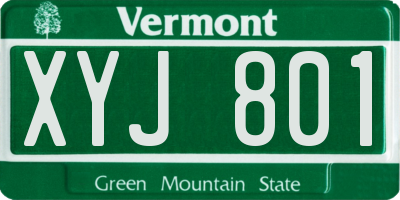 VT license plate XYJ801