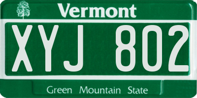 VT license plate XYJ802