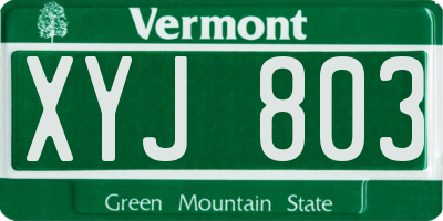 VT license plate XYJ803