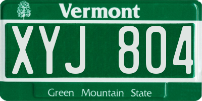 VT license plate XYJ804