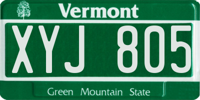 VT license plate XYJ805