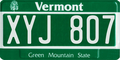VT license plate XYJ807