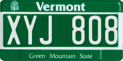 VT license plate XYJ808