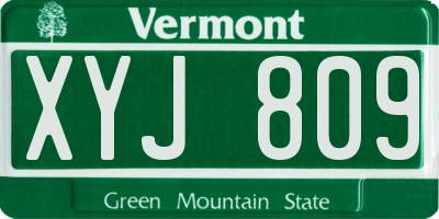 VT license plate XYJ809