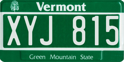 VT license plate XYJ815