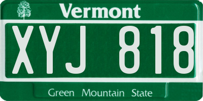 VT license plate XYJ818