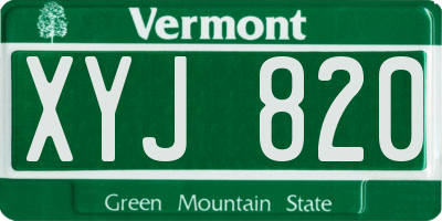 VT license plate XYJ820