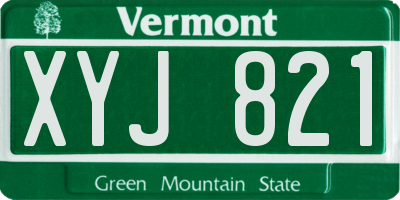 VT license plate XYJ821