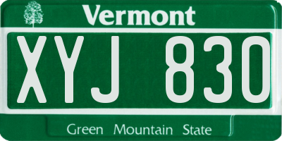 VT license plate XYJ830