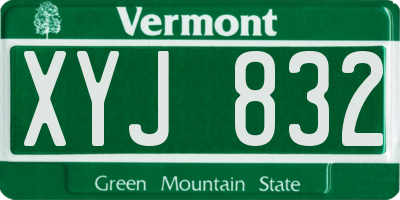 VT license plate XYJ832