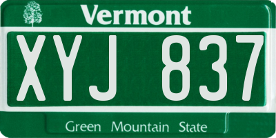 VT license plate XYJ837