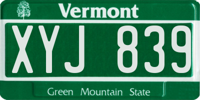 VT license plate XYJ839