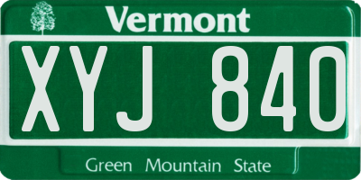 VT license plate XYJ840