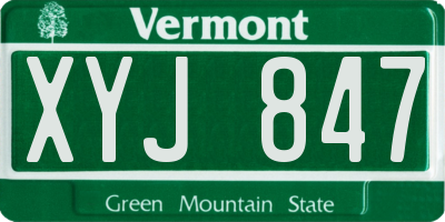 VT license plate XYJ847