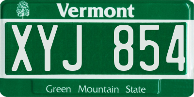 VT license plate XYJ854