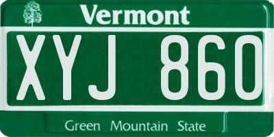 VT license plate XYJ860