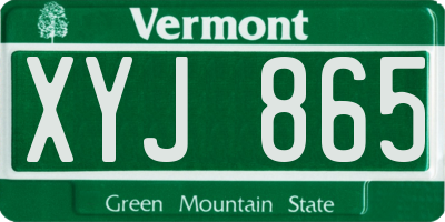 VT license plate XYJ865