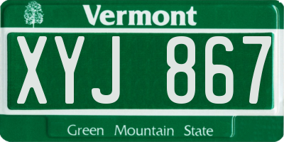 VT license plate XYJ867