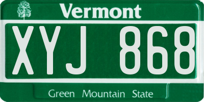 VT license plate XYJ868