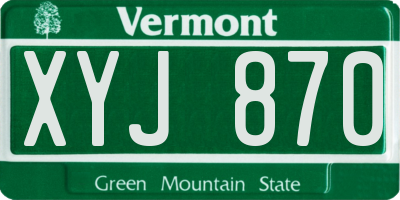 VT license plate XYJ870