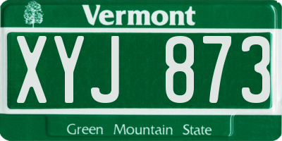 VT license plate XYJ873