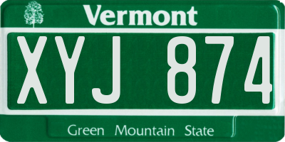 VT license plate XYJ874