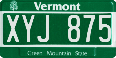 VT license plate XYJ875