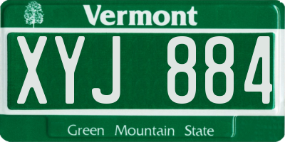 VT license plate XYJ884