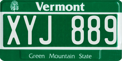 VT license plate XYJ889