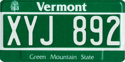 VT license plate XYJ892