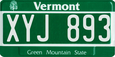 VT license plate XYJ893