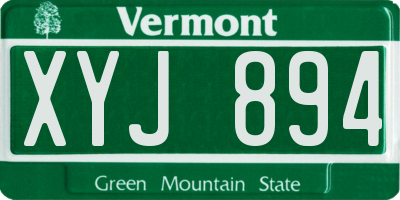 VT license plate XYJ894