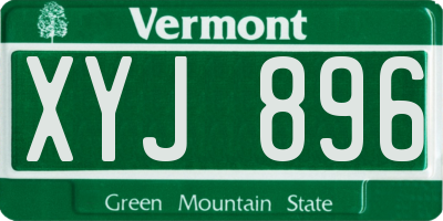 VT license plate XYJ896