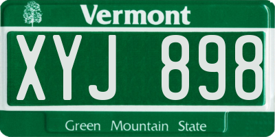 VT license plate XYJ898