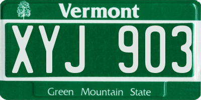 VT license plate XYJ903
