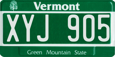 VT license plate XYJ905