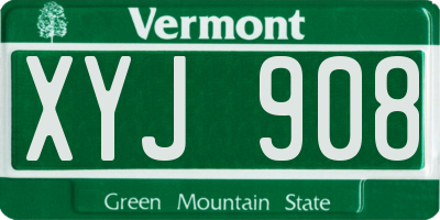 VT license plate XYJ908