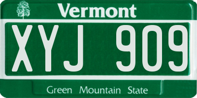 VT license plate XYJ909
