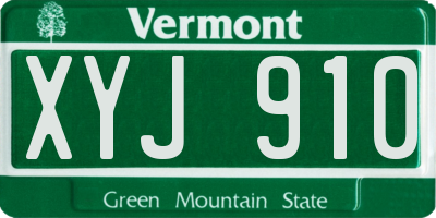 VT license plate XYJ910