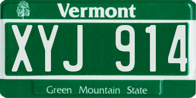 VT license plate XYJ914