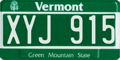 VT license plate XYJ915