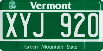 VT license plate XYJ920